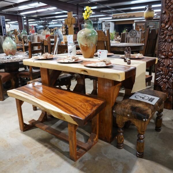 Parota Counter height table with two benches 60"