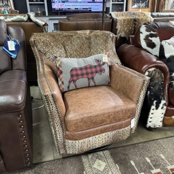 Catherine Croc white/light brown Puma swivel-glider chair